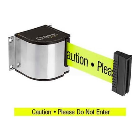 Lavi Industries Lavi Industries Wall Mount Retractable Belt Barrier, Matte Silver Case W/18' Neon Ylw "Caution" Belt 50-3015CL/18/FY/S6